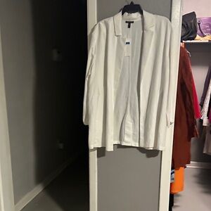 Eileen Fisher Cream Open-Front Lightweight Jacket